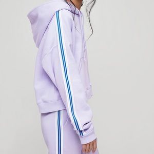 Aritzia TNA icon crop hoodie in lavender. Size L.